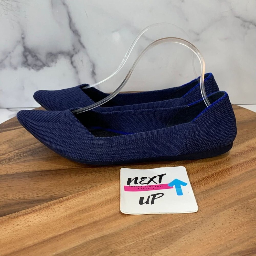 Rothy's Womens The Point Blue Classic Comfort Slip On Ballet Flat Size US 10